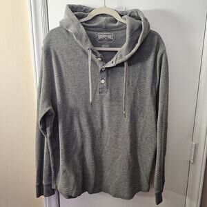 American Eagle Y2k Hooded Henley Long Sleeve Shirt Size Large Grunge Skater